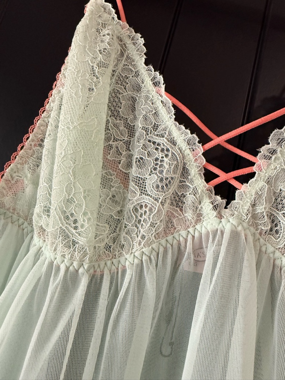 VTG Victoria’s Secret Mint Lace Babydoll 💕 Y2K Coquette Sheer Slip Nightgown LG - Picture 3 of 6